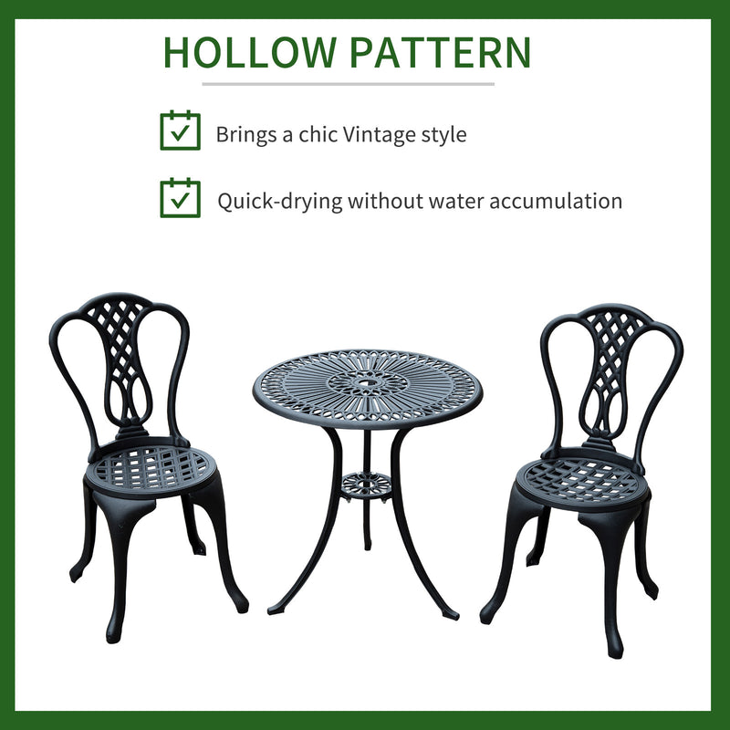 3 Pc Cast Aluminium Bistro Set