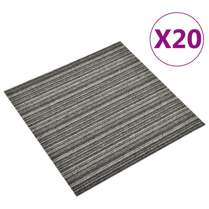 Carpet Floor Tiles 20 pcs 5 m 50x50 cm Striped Anthracite