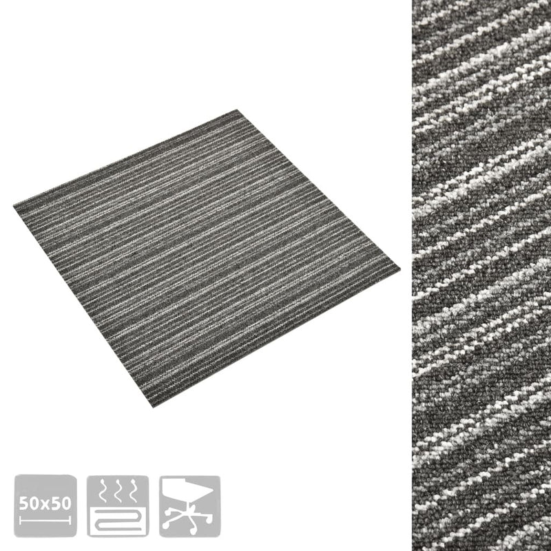 Carpet Floor Tiles 20 pcs 5 m 50x50 cm Striped Anthracite