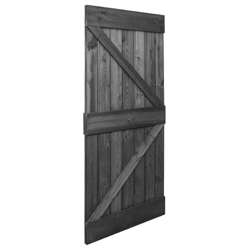 Sliding Door with Hardware Set 80x210 cm Solid Pine Wood Black