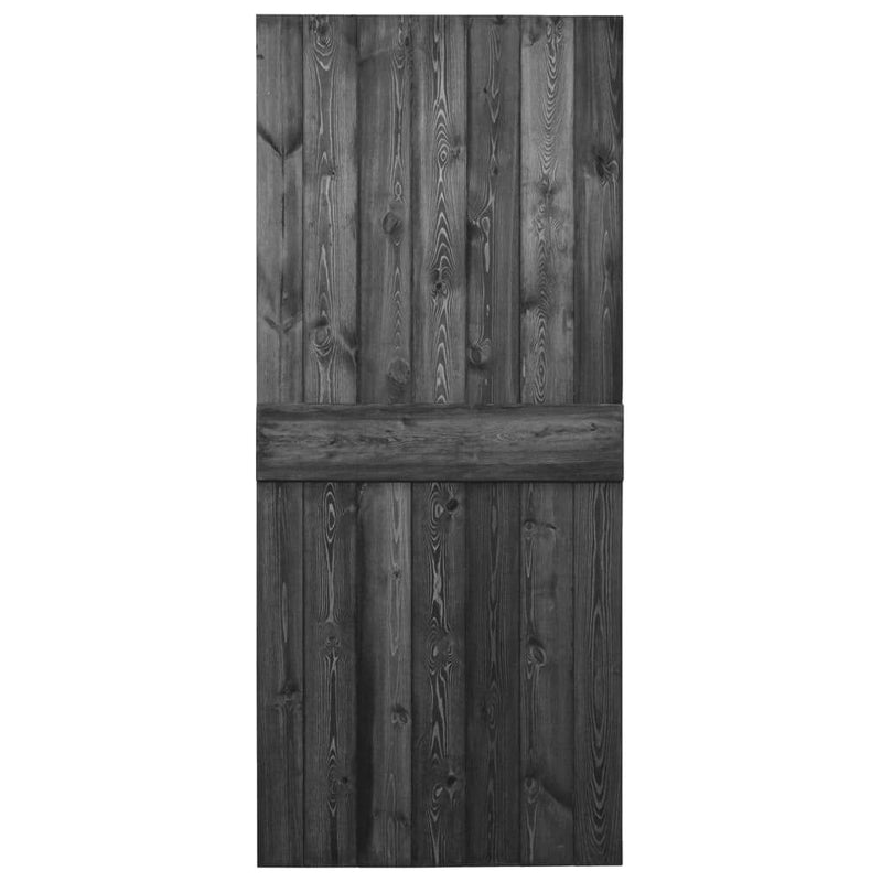 Sliding Door with Hardware Set 80x210 cm Solid Pine Wood Black