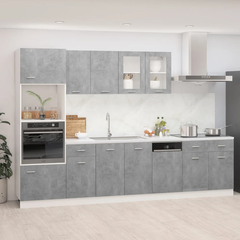 7 Piece Kitchen Cabinet Set Concrete Grey Engineered Wood