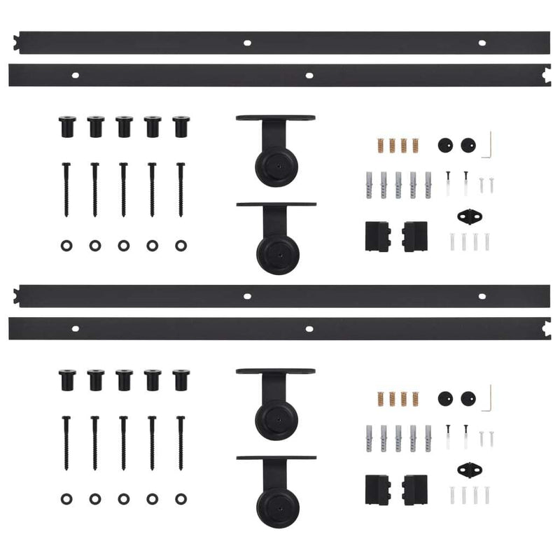 Sliding Door Hardware Kits 2 pcs 183 cm Steel Black