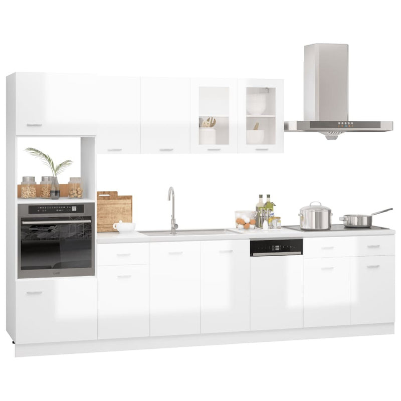 7 Piece Kitchen Cabinet Set High Gloss White Engineered Wood