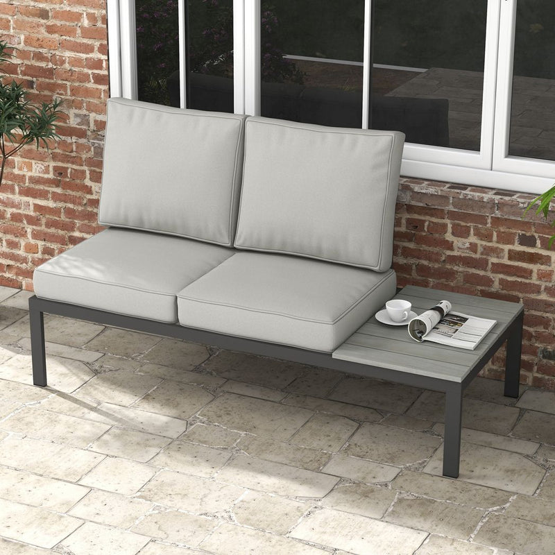 Outsunny 2 Seater Outdoor Seat Cushion with Back, for Garden, Light Grey