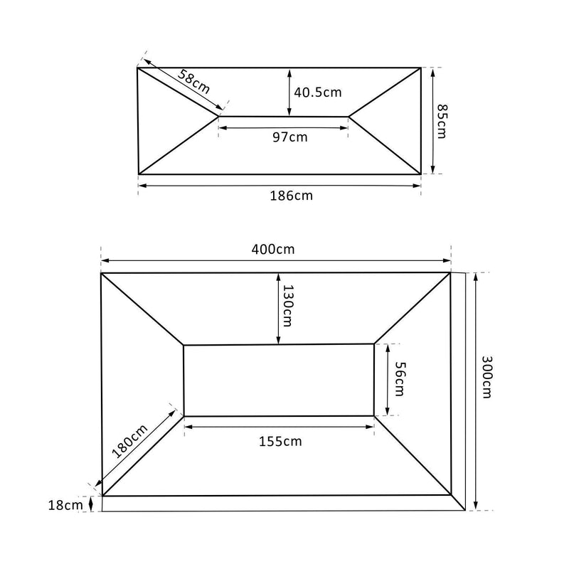 3x4 m 2-Tier Waterproof Gazebo Replacement Top-Cream-White