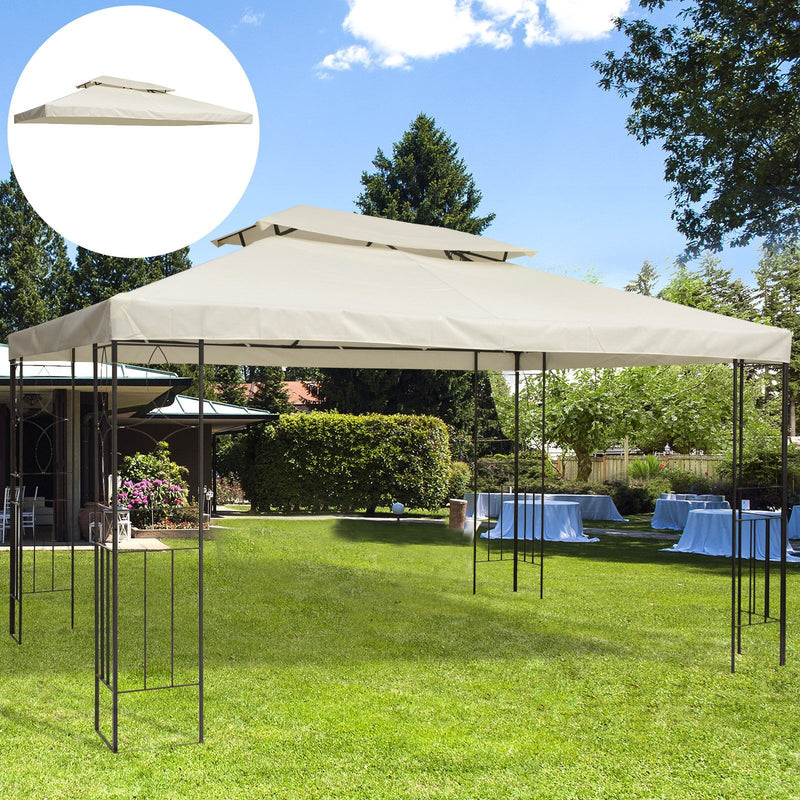 3x4 m 2-Tier Waterproof Gazebo Replacement Top-Cream-White