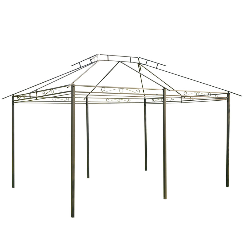 3 x 4m Outdoor 2-Tier Steel Frame Gazebo with Curtains Outdoor Backyard