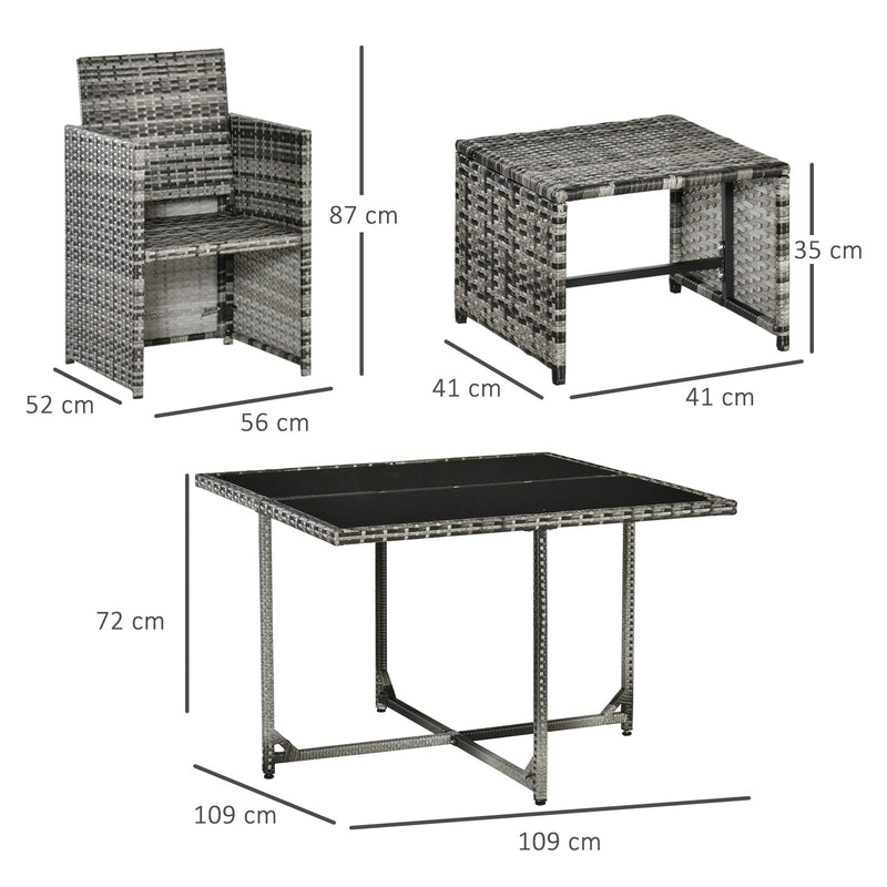 Rattan Furniture Set Wicker Weave Patio Dining Table Seat Mixed Grey